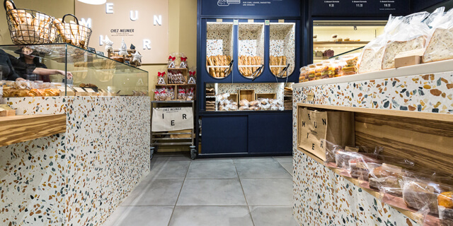 Comptoir habillé en terrazzo